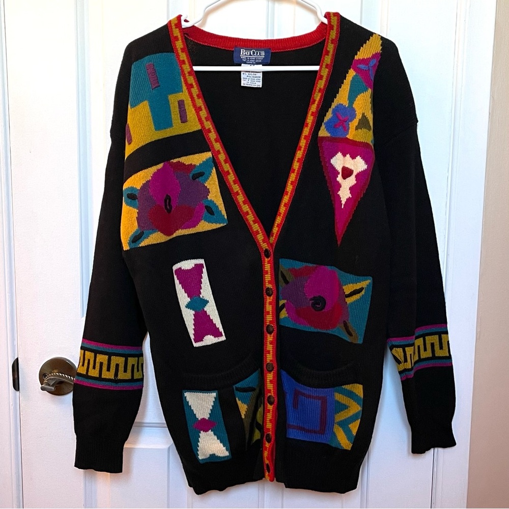 Vintage 90s Women’s Bay Club Lambswool Cardigan Made in Hong Kong